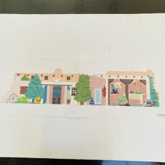 Hand Painted Needlepoint DEDE Adobe HomeOutdoor Kitchen Canvas - Picture 1 of 5